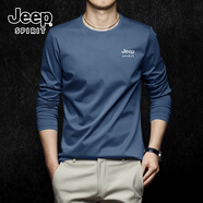 JEEP SPIRIT吉普純棉長袖t恤男秋款重磅透氣修身中年打底衫高端親膚休閑男裝