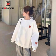 AEMAPE筱姿2025年無(wú)帽圓領(lǐng)字母衛(wèi)衣女秋冬款加絨加厚美式復(fù)古上衣潮 白色 春秋款350克高質(zhì)量 M 90-120斤