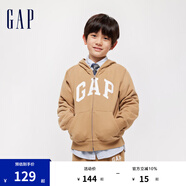 Gap男女童春秋L(fēng)OGO經(jīng)典連帽衛(wèi)衣拉鏈開衫外套890300 卡其色 160 cm(L)亞洲尺碼