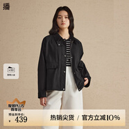 播工裝短外套女2024春季新款小個子寬松短款學院風上衣DDR1WD5183 K40玄黑 L