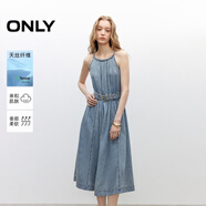ONLY2025夏季新款天絲編織掛脖領(lǐng)立體裁剪牛仔連衣裙女|125242008 J32洗水牛仔藍(lán) M