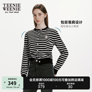 Teenie Weenie小熊女裝簡約時尚秋冬短款圓領(lǐng)針織衫長袖空調(diào)衫外套開衫罩衫 黑色 L (170)