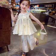 哈米哈卡（HamiHaka）哈米哈卡大童衣服9-12歲女孩子夏季套裝女童夏季套裝2025新款洋氣 米杏色 cm4 140