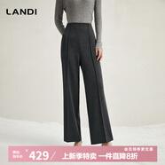 藍(lán)地（LANDI）深灰色通勤高腰闊腿褲女顯高顯瘦休閑長褲秋冬新品 城堡灰 2XL