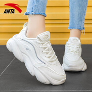 anta kids安踏女鞋跑步鞋2025春季新款透氣網(wǎng)面軟底跑鞋女士輕便休閑運(yùn)動(dòng)鞋 象牙白/銀色(8894-1) 36