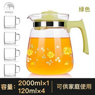 金熊冷水壺大容量耐高溫泡壺簡(jiǎn)約涼水壺果汁飲料壺1L以上 1ml 金熊jt521綠色+4個(gè)透明把杯0ml