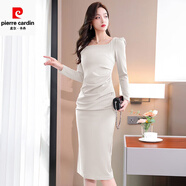 皮爾卡丹（pierre cardin）紅色衣裙女修身包臀裙名媛氣質(zhì)宴會(huì )小禮服裙高端高級感春秋款新款 米白色 S