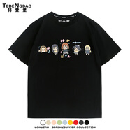 特登堡（TEDENGBAO）輕音少女KON動(dòng)漫秋山澪平澤唯卡通Q版可愛短袖夏男純棉T恤上衣 黑色 均碼 110 適合身高110cm以內(nèi)