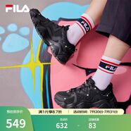 FILA 斐樂貓爪鞋4代女鞋老爹鞋情侶運(yùn)動(dòng)鞋復(fù)古時(shí)尚休閑鞋網(wǎng)面透氣 【女款】黑-BK 37.5