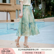 香影海邊度假暈染連衣裙女2025夏季新款民族風(fēng)波西米亞v領(lǐng)雪紡裙 綠花R85S708 半身裙 L 165/88A/110-125斤