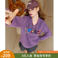 妖精的口袋【博主同款】妖精的口袋彩色毛絨絨字母慵懶風(fēng)毛衣女2025春新款 趣味薰衣草紫 厚款 常規 M 常規