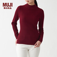 無印良品 MUJI 女式 寬羅紋 可水洗 半高領(lǐng)毛衣長袖針織衫 BAA02A1A 紫紅色 XS