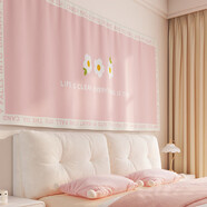 山頭林村少女心掛毯臥室床頭前面粉色裝飾墻布畫(huà)布女生宿舍改造背景布掛布 春的約會(huì )_絨面 寬300*高150cm_魔術(shù)貼