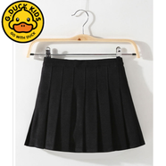 G.DUCKKIDS女童百褶裙半身裙2023秋冬韓版親子裝兒童季新款中大童JK短裙毛呢 黑色 毛呢裙-秋冬 150 cm