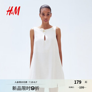H&M女裝連衣裙2025夏季新款氣質(zhì)通勤無(wú)袖寬松a字版型連衣裙1290380 奶油色 L 170/104