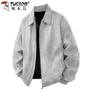 啄木鳥(niǎo)（TUCANO）外套男春秋季夾克男麂皮絨寬松復古工裝休閑上衣男裝 天空灰 XL