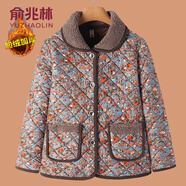俞兆林（YUZHAOLIN）女士服裝的冬季花棉襖羊毛襯里的棉衣婦女輕量級保暖衣服奶奶秋冬 3號色 4XL (參考135-145斤)