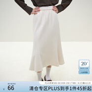 范思藍恩23FS14724 a字針織半身裙女秋冬新款中長(cháng)款魚(yú)尾裙子 米色 M