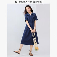 佐丹奴翻領裙子女純棉府綢壓褶娃娃領綁帶蛋糕連衣裙13465334