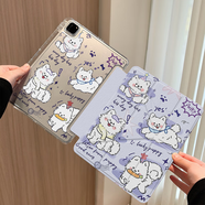 Qise適用iPad保護套2025新款ipad11保護殼亞克力Air7/6/mini7/Pro11保護殼3+Y型防彎摔透明帶筆槽硬殼 【紫色小狗】3+Y型折疊支撐丨帶筆槽 iPad Air7/6 通用