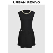 UR2025秋季新款女裝法式氣質(zhì)釘珠飾超短針織連衣裙UWG950204