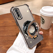 捌桐vivoy70s手機殼vivoY51S保護殼氣囊防摔V2002A透明軟殼鏡頭膜全包viv0Y70S外殼男女磁吸帶支架vivo 【透明銀】四角防摔帶鏡頭全包磁吸支架 vivo Y70s