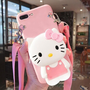 葉余零錢(qián)包iPhone6s/7/X手機殼8plus斜跨蘋(píng)果6plus/8/11pro卡通XR女款 斜跨鏈零錢(qián)包-粉色-凱迪貓 iPhoneXs Max 6.5寸