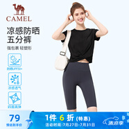 駱駝（CAMEL）涼感防曬健身褲女彈力針織五分運(yùn)動褲 Y25BA4L0008 星海藍(lán) L