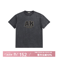 AKSERIES25新款復(fù)古印花短袖男圓領(lǐng)T恤男士上衣半袖內(nèi)搭衣服AK男裝2500505 黑色 M