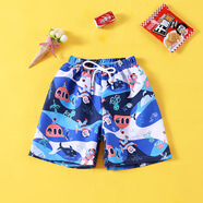 貝嬰初（BEIYINGCHU）夏季兒童短褲沙灘褲泳褲男童休閑寬松外穿大褲頭卡通時尚五分褲子 海底世界 130 (建議身高120-130cm)