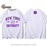 魅藤（meyltten）美國紐約大學(xué)NYU周邊短袖男女學(xué)生紀念夏季純棉寬松百搭休閑T恤衫 芡食白1 XS 100斤以?xún)?
                                         title=