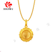 DOLPS925純銀蓮花圓嘎烏盒吊墜升級款藏式民族風(fēng)鍍金可打開情侶配飾 鍍金大款含項鏈