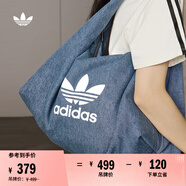 adidas「云朵包」牛仔風大容量運動挎包女子阿迪達斯官方三葉草 制服藍 NS