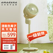amadana日本空氣循環(huán)扇非靜音電風扇家用落地扇立式電扇直流變頻風扇渦輪對流遙控大風量換氣扇 C5蘋果綠（負離子清新）帶香薰盒