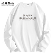 馬克華菲全棉長袖t恤男美式內(nèi)穿340g重磅純棉春秋季男士打底衫 白 4XL