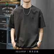 薩拉維夫（Sllavif）運(yùn)動(dòng)T恤夏季新款2025年涼感男高端時(shí)尚潮牌圓領(lǐng)半袖寬松體恤上衣 黑灰色 XL 145160斤