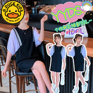 G.DUCKKIDS女童連衣裙兒童夏季女孩薄款女裙子2023夏裝新款海邊衣服沙灘裙夏 守若泡泡蝙蝠袖連衣裙 130 適合120-130cm年齡7-8歲
