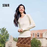 森馬（Semir）長袖T恤女吸濕發(fā)熱抗菌緊身內(nèi)搭2024圓領(lǐng)抓絨套頭衫109724101007