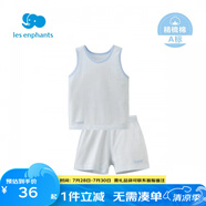 麗嬰房（Les enphants）男女童夏季純棉背心套裝素色睡衣套裝家居服套裝夏季 藍色 90 cm/2歲