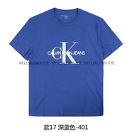 凱文克萊（Calvin Klein）CK 美國 男士純棉經(jīng)典簽名字母大標圖案圓領(lǐng)短袖T恤 深藍色 款17-41VP883_401 M