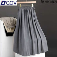 DGOV灰色高腰a字百褶半身裙女2025新款夏天感雪紡氣質(zhì)休閑長裙子 灰色 2XL 建議【135-150斤】