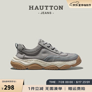 皓頓（HAUT TON）輕奢男鞋2025春夏新款男士休閑板鞋簡(jiǎn)約百搭復(fù)古帆布鞋生日禮物 灰色 39