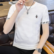 南極人（Nanjiren）冰絲短袖t恤男裝2025夏季新款小蜜蜂刺繡圓領(lǐng)半袖體恤衫男百搭薄T 白色 M