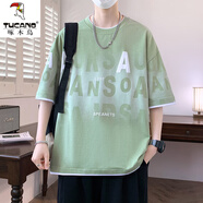 啄木鳥(niǎo)（TUCANO）夏季新款短袖男t恤冰絲涼感國潮半袖青少年學(xué)生寬松休閑上衣體恤T 10550-7801單件淺綠色 M 80至105斤