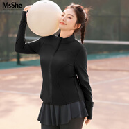 MsShe【戶外運(yùn)動(dòng)瑜伽服套裝】大碼女裝2025秋裝胖mm背心裙褲外套 A款外套-黑色現(xiàn)貨 4XL