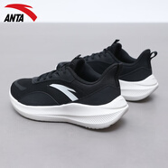 安踏（ANTA）漫步丨運動鞋女鞋秋季款輕質(zhì)皮網(wǎng)面軟底輕質(zhì)跑鞋緩震耐磨跑步鞋女 黑/象牙白【暢跑】 36