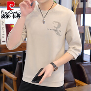 皮爾卡丹（pierre cardin）夏季7七分袖T恤男潮流韓版五分袖冰絲打底衫上衣2025新款中袖體恤 WE051 卡其 M