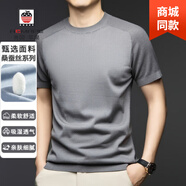 AEMAPE美國(guó)蘋果高端萊賽爾+桑蠶絲短袖針織t恤夏季新款純色休閑上衣圓領(lǐng) 淺灰 M 建議100-120斤