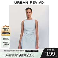 UR2025春季新款女摩登氣質(zhì)褶皺收腰顯瘦無袖連衣裙UYY750030 淡藍(lán) M