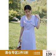 獨(dú)束大碼女裝【三色可選】微胖顯瘦mm蝴蝶結(jié)V領(lǐng)連衣裙|側(cè)邊隱形拉鏈 香芋紫 L （尺碼：2）